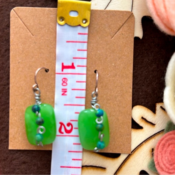 NEW! Beautiful Handcrafted Green Chrysocolla Stone Earrings - Picture 4 of 7